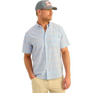imageHUK Mens Standard Kona Pattern Short Sleeve Fishing Button Down Shirt Ocean Blue 20
