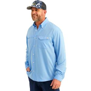 imageHUK Mens Tide Point Solid Long Sleeve Shirt ButtonMarolina Blue
