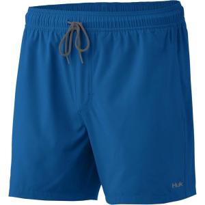 imageHUK Mens Volley 55quot Elastic Waist QuickDry Swim ShortsCapers  Huk Blue