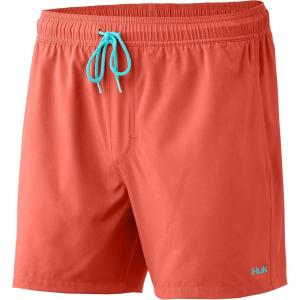 imageHUK Mens Volley 55quot Elastic Waist QuickDry Swim ShortsFusion Coral