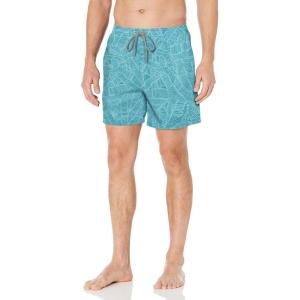 imageHUK Mens Volley 55quot Elastic Waist QuickDry Swim ShortsLinear Leaf Lined  Beach Glass
