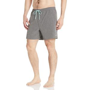 imageHUK Mens Volley 55quot Elastic Waist QuickDry Swim ShortsLined  Volcanic Ash Heather