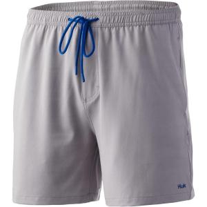 imageHUK Mens Volley 55quot Elastic Waist QuickDry Swim ShortsOvercast Grey