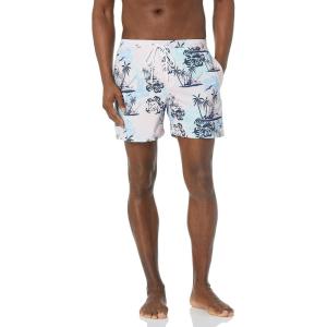 imageHUK Mens Volley 55quot Elastic Waist QuickDry Swim ShortsParadise Pass  Lavender Blue