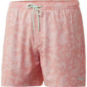 imageHUK Mens Volley 55quot Elastic Waist QuickDry Swim ShortsRunning Lakes  Desert Flower