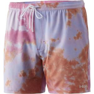 imageHUK Mens Volley 55quot Elastic Waist QuickDry Swim ShortsTie Dye  Beach Peach
