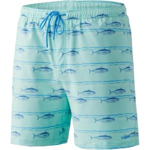 imageHUK Mens Volley 55quot Elastic Waist QuickDry Swim ShortsTuna Volley  Beach Glass