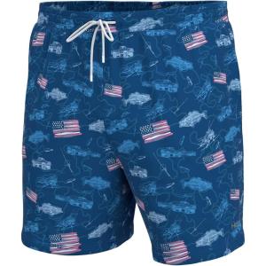 imageHUK Pursuit Volley Pattern QuickDry Shorts for MenFish and Flags  Set Sail