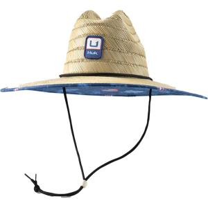 imageHUK Straw Wide Brim Fishing ampamp Beach Hat for MenFish and Flags  Set Sail