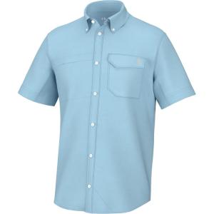 imageHUK Tide Point Solid Short Sleeve Shirt Button Down for MenCrystal Blue
