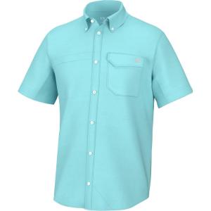 imageHUK Tide Point Solid Short Sleeve Shirt Button Down for MenIsland Paradise
