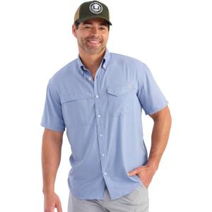 imageHUK Tide Point Solid Short Sleeve Shirt Button Down for MenLightning Sky