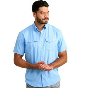 imageHUK Tide Point Solid Short Sleeve Shirt Button Down for MenMarolina Blue
