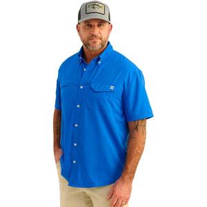 imageHUK Tide Point Solid Short Sleeve Shirt Button Down for MenOcean Blue