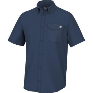 imageHUK Tide Point Solid Short Sleeve Shirt Button Down for MenSargasso Sea