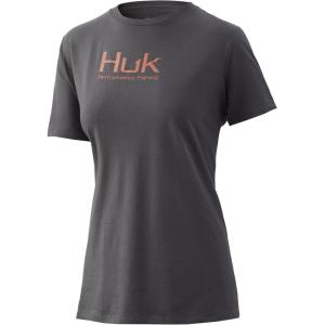 imageHUK Womens Performance Fishing Crew Tee  Ladies TShirtLogo  Charcoal Grey