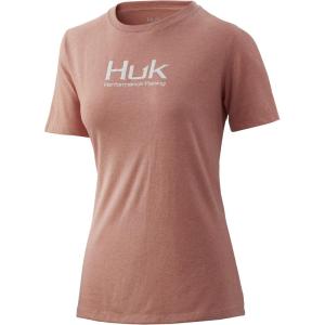 imageHUK Womens Performance Fishing Crew Tee  Ladies TShirtLogo  Fusion Coral