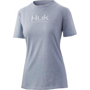 imageHUK Womens Performance Fishing Crew Tee  Ladies TShirtLogo  Ice Blue