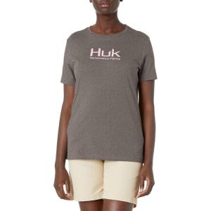 imageHUK Womens Performance Fishing Crew Tee  Ladies TShirtLogo  Iron Heather