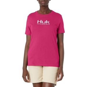 imageHUK Womens Performance Fishing Crew Tee  Ladies TShirtLogo  Rose Violet