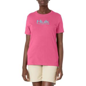 imageHUK Womens Performance Fishing Crew Tee  Ladies TShirtLogo  Salmon Pink