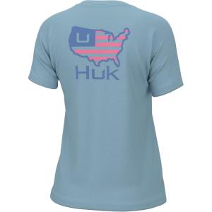 imageHUK Womens Short Sleeve Performance Tee Fishing TShirtAmerican Huk  Crystal Blue