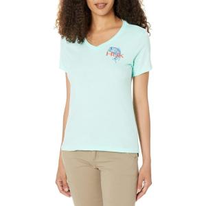 imageHUK Womens V Neck Tee  Ladies TShirt with UPF 30 Sun ProtectionBig Mouth  Beach Glass Heather