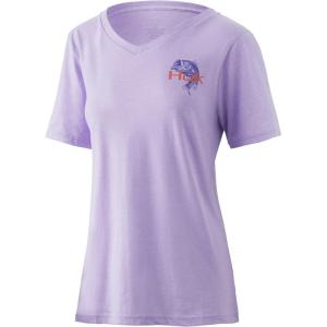 imageHUK Womens V Neck Tee  Ladies TShirt with UPF 30 Sun ProtectionBig Mouth  Lavender Heather