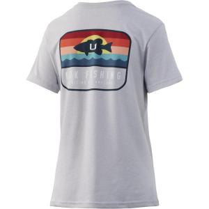 imageHUK Womens V Neck Tee  Ladies TShirt with UPF 30 Sun ProtectionSunset Bass  Oyster Heather