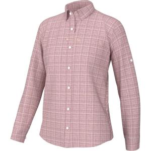 imageHuk Standard Tide Point Pattern Long Sleeve Shirt Button Down for Women Peach Whip Medium