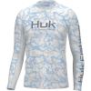 imageHUK Mens Icon X Pattern Long Sleeve Performance Fishing ShirtInside Reef  Crystal Blue