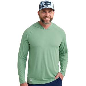 imageHUK Mens A1a HoodieLightweight Performance Fishing Hooded Shirt with UPF Sun ProtectionMoistureWicking ampamp QuickDry FabricFog Green