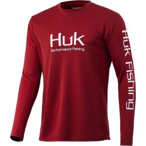 imageHUK Mens Icon X Long Sleeve Fishing Shirt with Sun ProtectionBlood Red