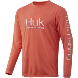 imageHUK Mens Icon X Long Sleeve Fishing Shirt with Sun ProtectionFusion Coral
