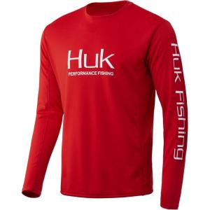 imageHUK Mens Icon X Long Sleeve Fishing Shirt with Sun ProtectionRed