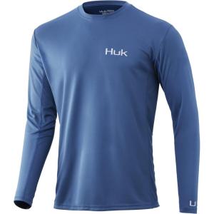 imageHUK Mens Icon X Long Sleeve Fishing Shirt with Sun ProtectionTitanium Blue