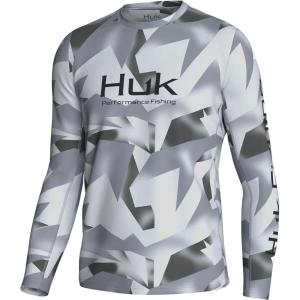 imageHUK Mens Icon X Pattern Long Sleeve Performance Fishing ShirtGeo Spark  Harbor Mist