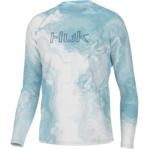 imageHUK Mens Pursuit Pattern Long Sleeve Sun Protecting Fishing ShirtBrackish Rock  Ipanema