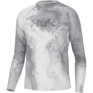 imageHUK Mens Pursuit Pattern Long Sleeve Sun Protecting Fishing ShirtBrackish Rock  Night Owl
