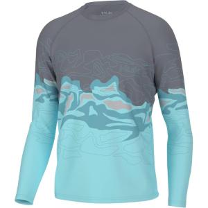 imageHUK Mens Pursuit Pattern Long Sleeve Sun Protecting Fishing ShirtTopo Marsh  Island Paradise