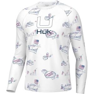 imageHUK Mens Pursuit Pattern Sun Protecting Fishing ShirtAmericookin  White