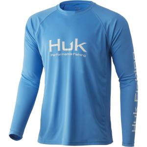 imageHUK Mens Pursuit Vented Long Sleeve 30 UPF Fishing ShirtMalibu Blue