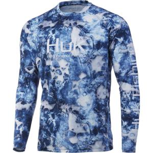 imageHUK Mens Pursuit Vented Long Sleeve 30 UPF Fishing ShirtMossy Oak Barracuda