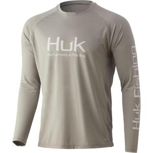 imageHUK Mens Pursuit Vented Long Sleeve 30 UPF Fishing ShirtOvercast Grey