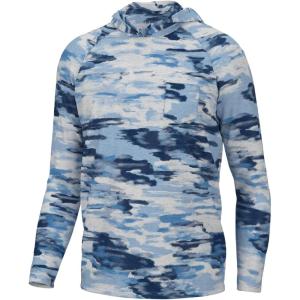 imageHUK Waypoint Pattern Hoodie Performance Fishing Shirt for MenEdisto Camo  Crystal Blue