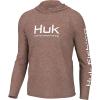 imageHUK Mens Pursuit Heather Hoodie Sun Protecting Fishing Shirt with HoodBaked Clay Heather
