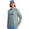 imageHUK Mens Pursuit Heather Hoodie Sun Protecting Fishing Shirt with HoodNight Owl Heather