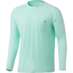imageHUK Mens Waypoint Long Sleeve Performance TShirt 50 UPFBeach Glass