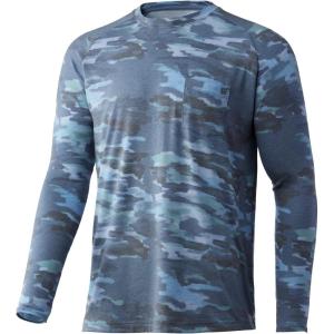 imageHUK Mens Waypoint Long Sleeve Performance TShirt 50 UPFEdisto  Titanium Blue