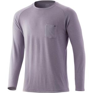 imageHUK Mens Waypoint Long Sleeve Performance TShirt 50 UPFOvercast Grey